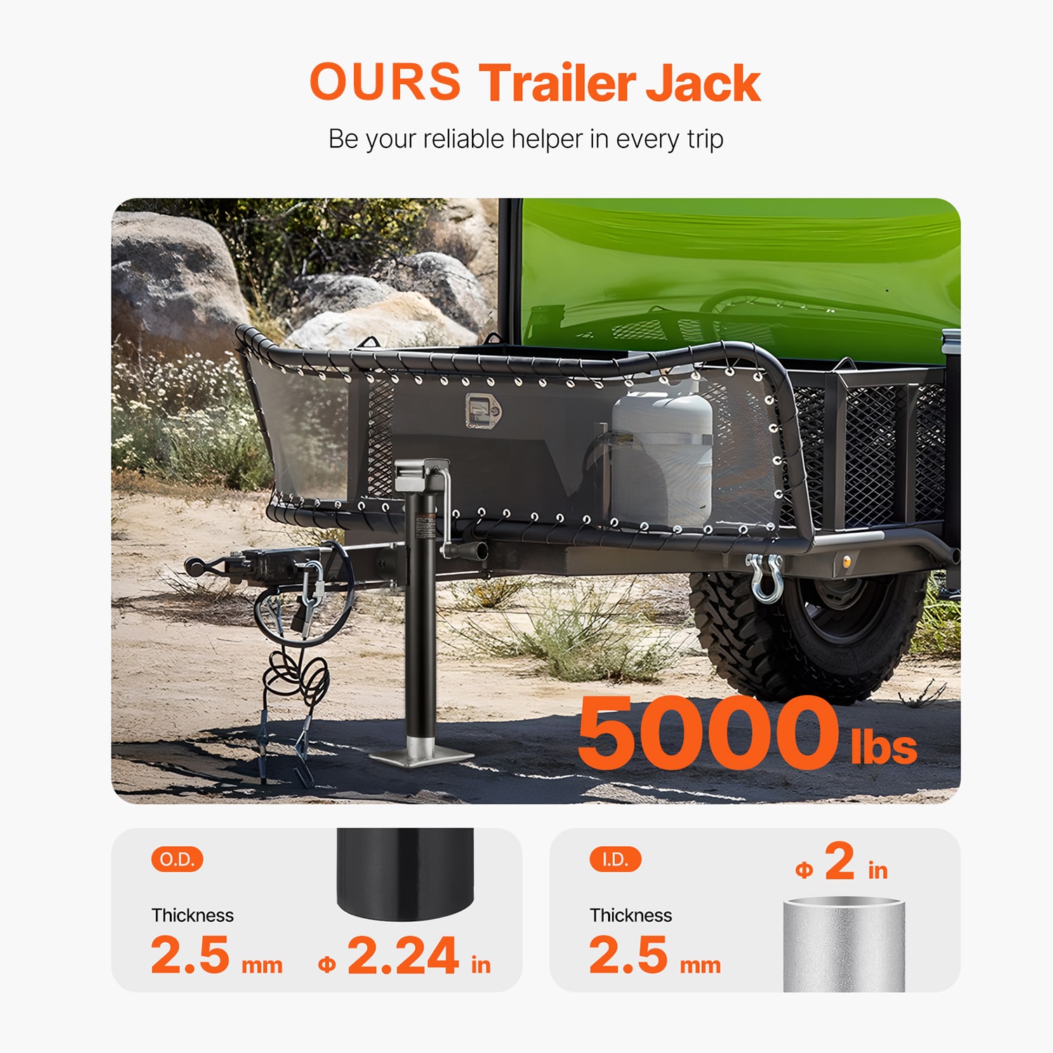 Trailer Jack Weld-on Pipe Mount Swivel Trailer Jack 5000 Lbs 15" Travel_voghion.com